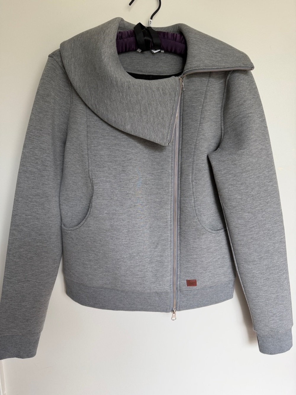 Peace Love World Gray Zip Hoodie with Script Trim